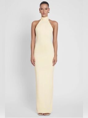 LEAU Alaia Drape Maxi Dress in yellow